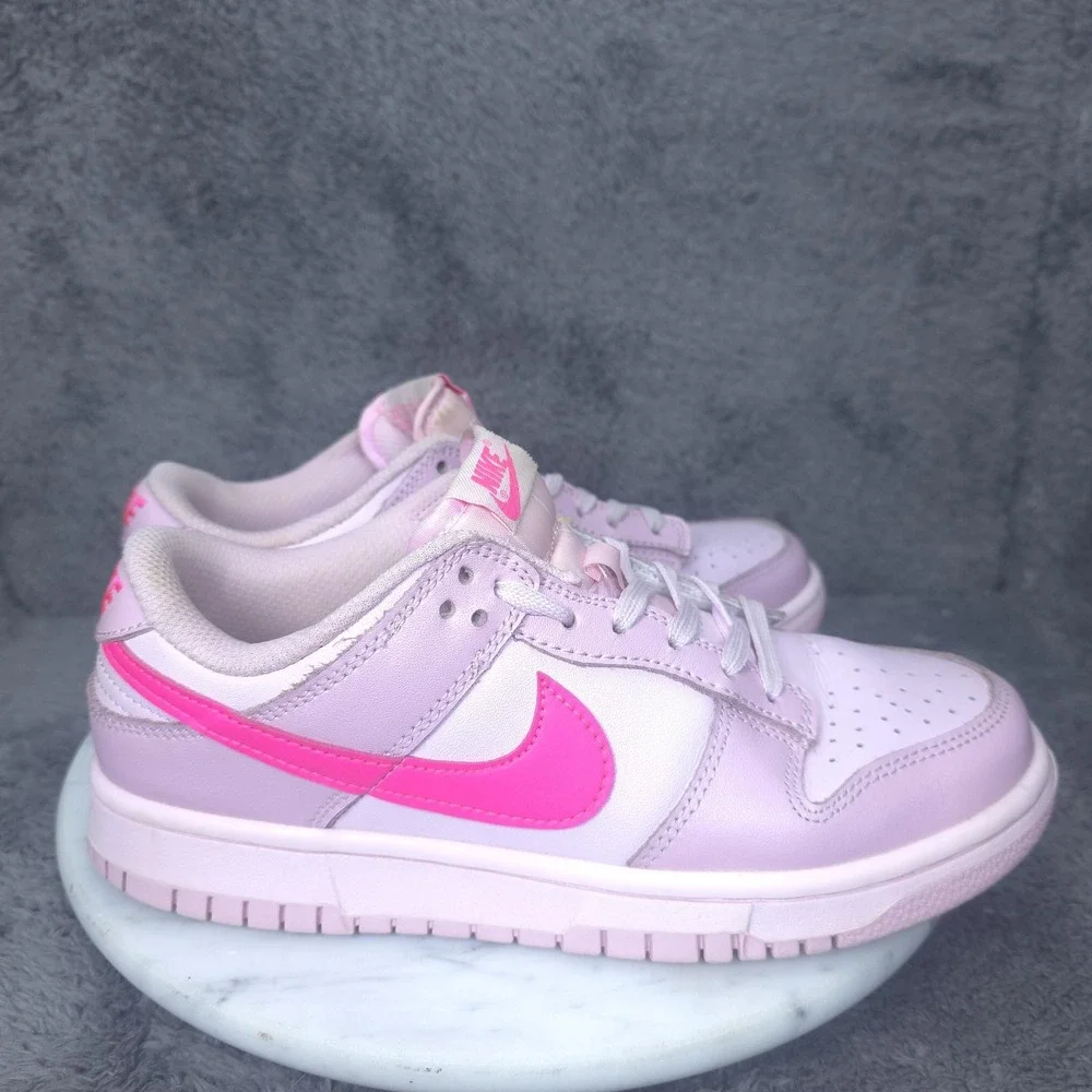 Nike Dunk Low Shoes Womens Size 8 Pink Leather Colorblock Sneakers DH9765-600